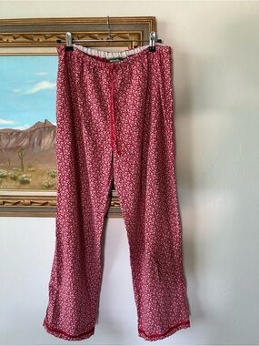 Eddie Bauer Red Floral Wide-Leg Lounge Pants